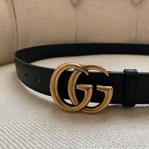 Gucci Marmont GG Black Leather Belt